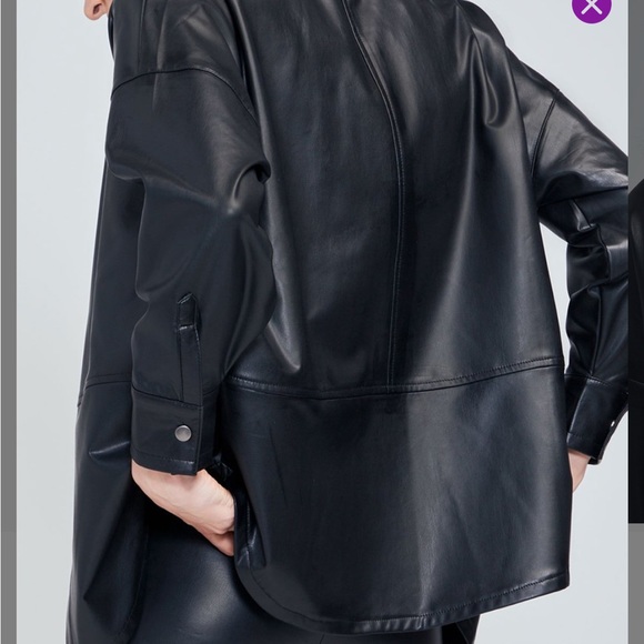 NEW IN PACKAGE- WILDFOX Black Faux Leather Button-Up Jacket - Picture 3 of 4